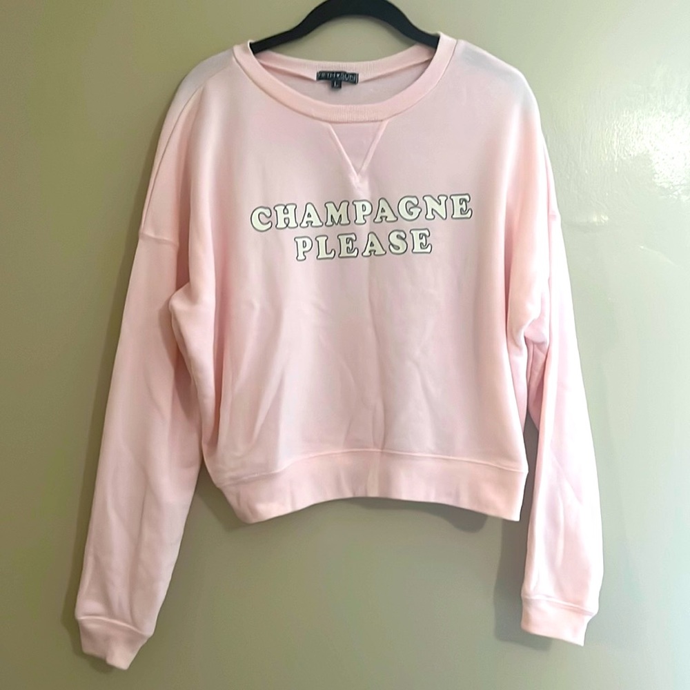 Champagne Please | Crew Neck Pink Hoodie